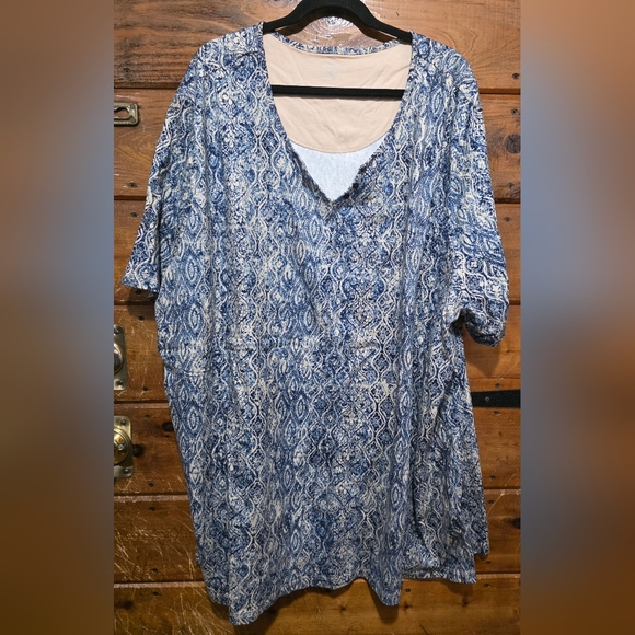 Catherines Tops - Catherine's Blue Patterned Women's Shirt